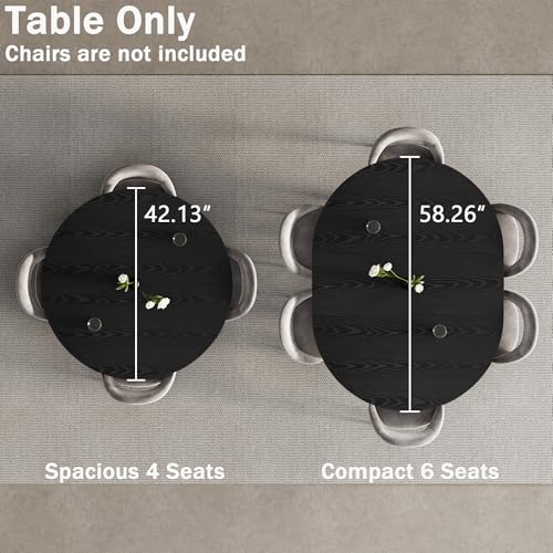 42"-58" Extendable Round Dining Table for 4-6 with Built-in Flip - Image 6