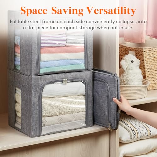 Lifewit 4 Pack Clothes Storage Bins with Metal Frame, Stackable - Image 7