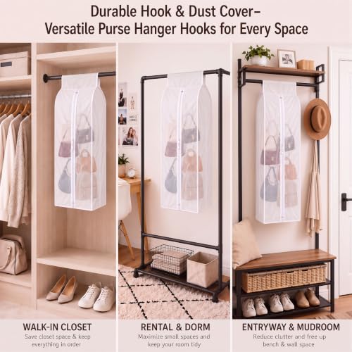 inbloom Purse Organizer for Closet with PEVA Dust Cover Purse - Image 8