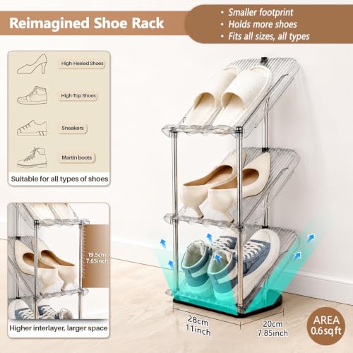 Slanted Narrow Shoe Rack 5 Tiers, Slim Depth Vertical Shoe Shelf - Image 5