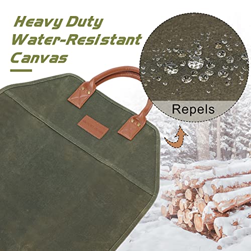 GOOD GAIN Firewood Carrier With Handle,36x18.5in Canvs Log - Image 7
