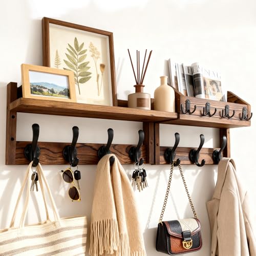Coat Rack Wall Mount with Shelf, Key Holder Wall mount - Image 2