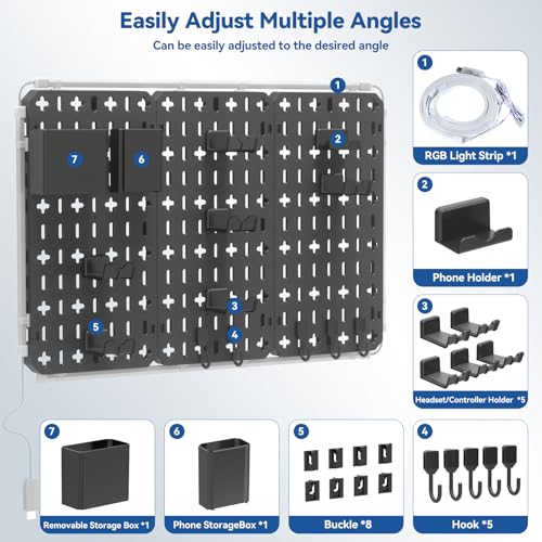 KDD 9 in 1 RGB Gaming Wall Organizer Peg Board - DIY Pegboard - Image 7