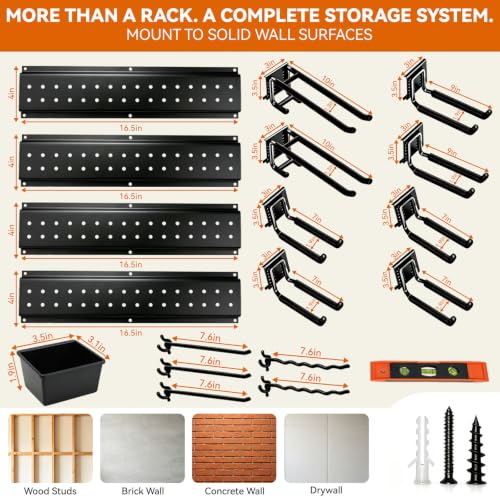 66" Garage Tool Organizer Wall Mount,Heavy Duty Adjustable Rack - Image 7