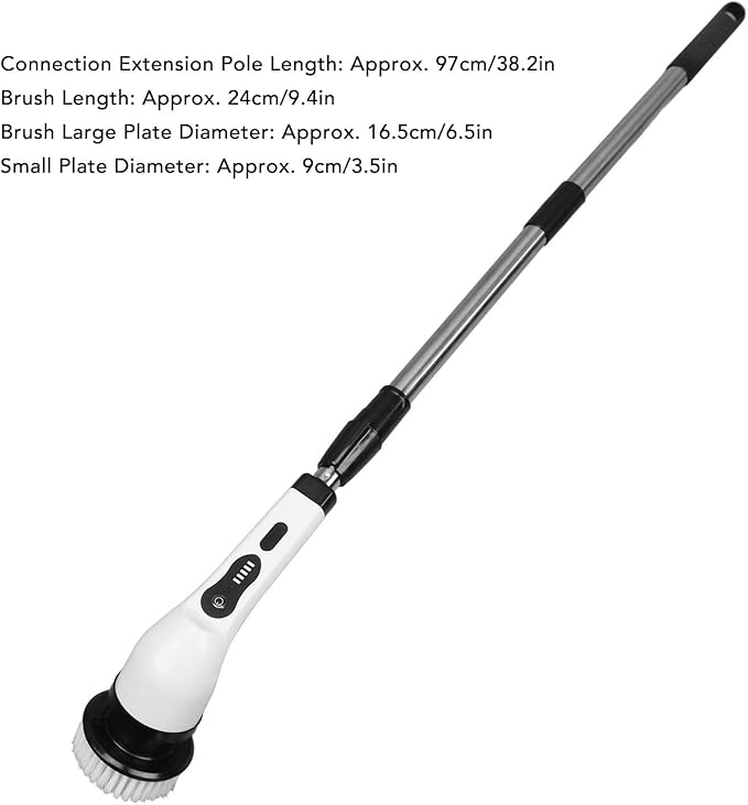 Electric Spin Scrubber Cordless Bathroom Scrubber with 6 Replaceable Brush Heads Adjustable Extension Handle Water Proof Shower Cleaner Brush for Bathtub Glass Car