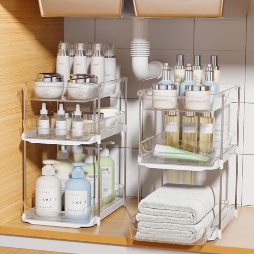 Delamu 2 Sets of 3-Tier Bathroom Under Sink Organizers - Image 2