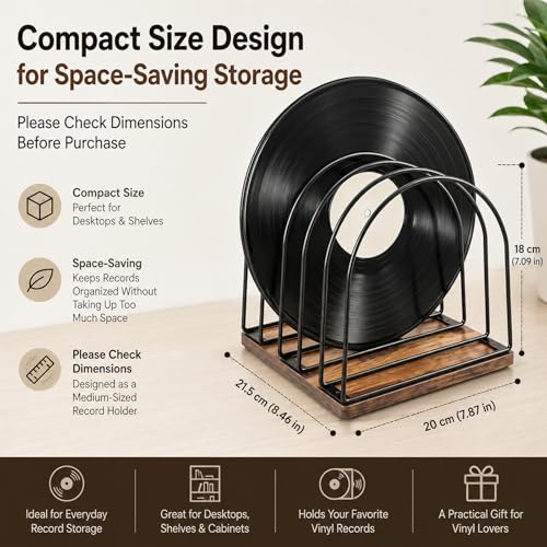 Wooden Vinyl Record Storage Holder, Brown - Image 3