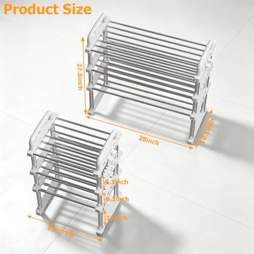 REBECAT Expandable Shoe Rack 3 Tier Stainless Steel Closet - Image 4