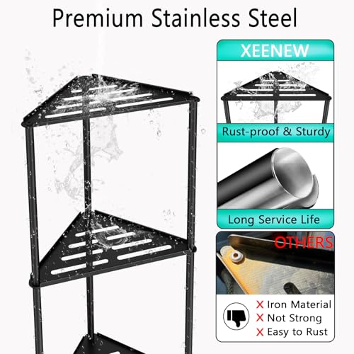 Standing Shower Caddy Corner, 3 Tier Stainless Steel Shower - Image 4