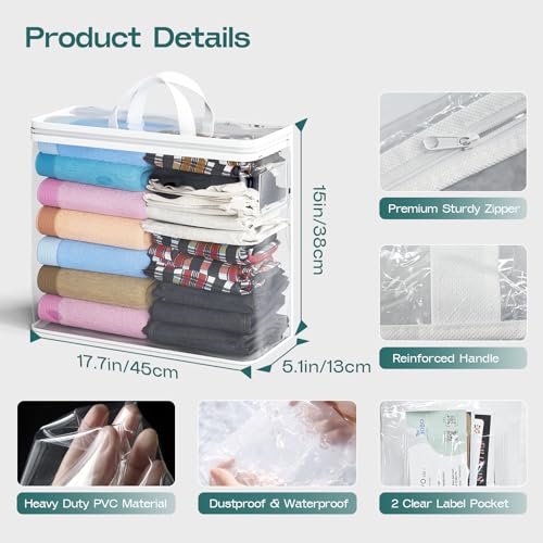 5PACK Plastic Clothes Storage Bag, 22L Clear Storage Bags - Image 4
