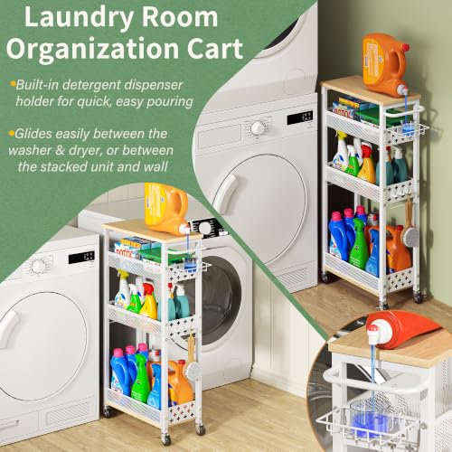 OKZEST Slim Laundry Room Organization Cart with Dete | All Products - Image 3