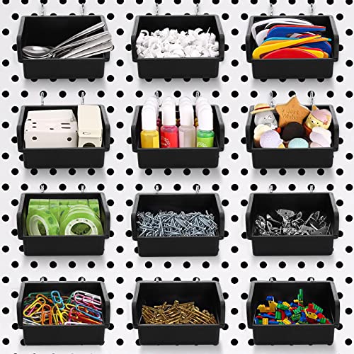 Foraineam 16 Pack Pegboard Bins with Metal Hooks, Black - Image 6