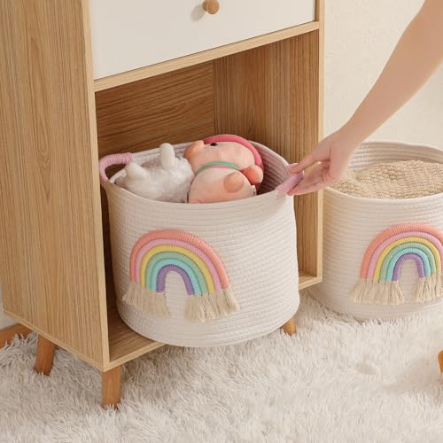 Toy Storage Baskets Woven Cotton Rope Storage Basket - Image 6
