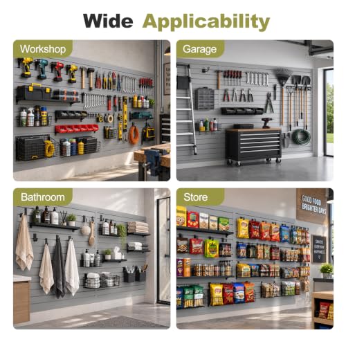 Hohuqeri Slatwall Panel Garage Wall Organizer, Grey, 2'H x 4'W - Image 8