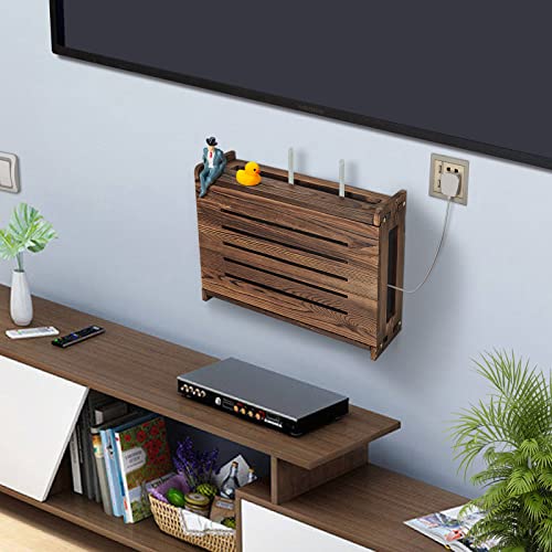 Wooden Router Shelf Wall Mount WiFi Router Storage Box - Image 4