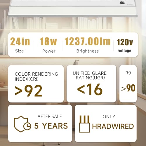 Ansen Hardwired Under Cabinet Lighting, 24in 18W LED Light - Image 3