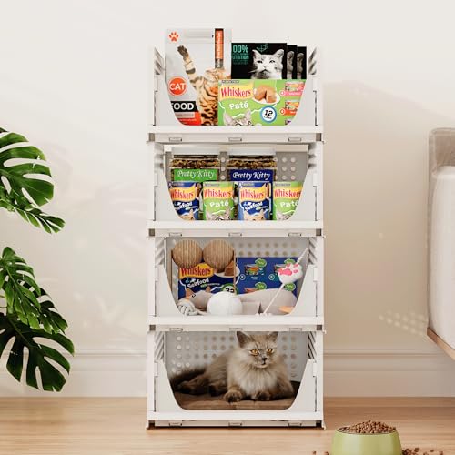 Pinkpum Stackable Plastic Storage Basket, Foldable Closet - Image 3