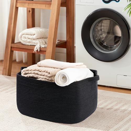 OIASKET Large Blanket Basket, Black Blanket Storage Living Room - Image 7