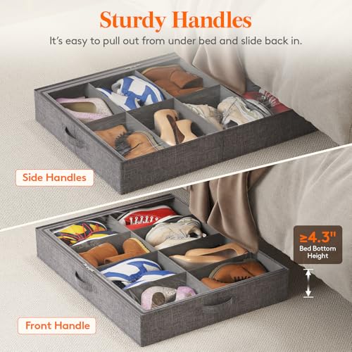Lifewit 4.3 Inches Under Bed Shoe Storage Organizer Fits 8 Pair - Image 7