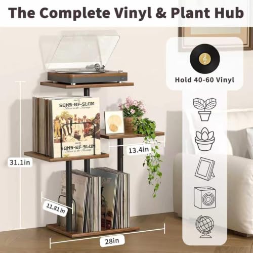Bikoney Botanical Record Player Stand,Vinyl Record Storage - Image 7