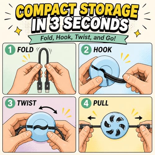 KoMe Portable Cable Organizer Case Retractable Cord Winder - Image 6