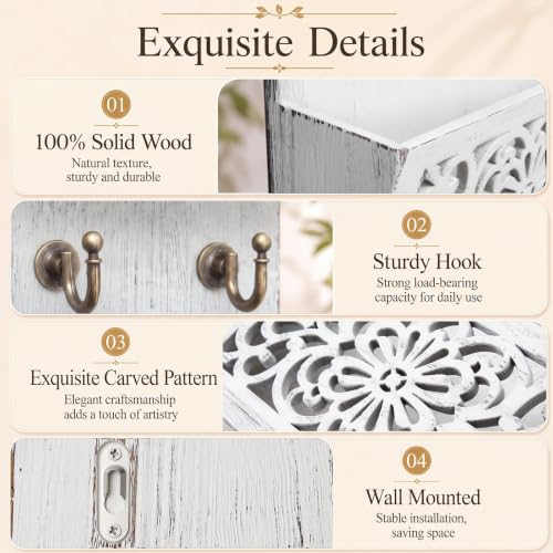 Mail Organizer Wall Mounted with Key Hook, 2-slot Mail Holder - Image 4