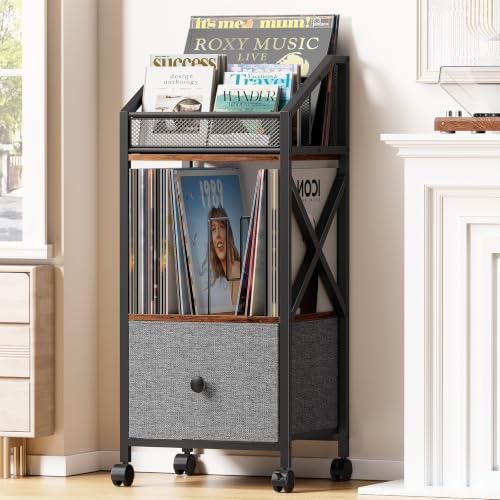 Portin Rolling Vinyl Record Storage Cart, 3 Tier LP - Image 2