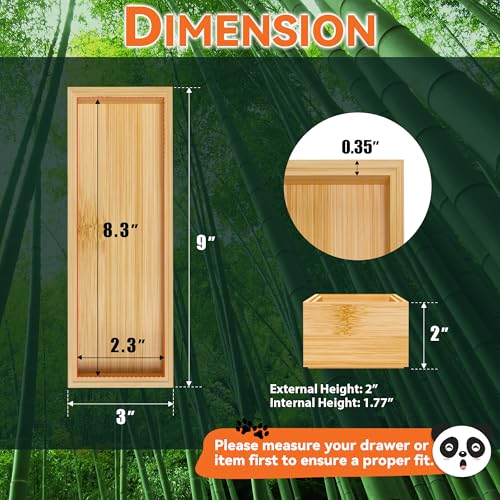 Lixple Bamboo Kitchen Drawer Organizer, 2 Pack, 9" x 3" x 2" - Image 3