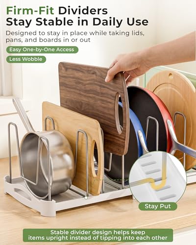 EVERIE Pot Lid Organizer, Adjustable 12.6"-21.5" Bakeware Rack - Image 5