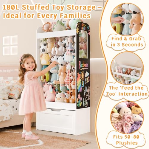 51.2"H Stuffed Animal Storage with Blackboard, Kids Toy Storage - Image 4