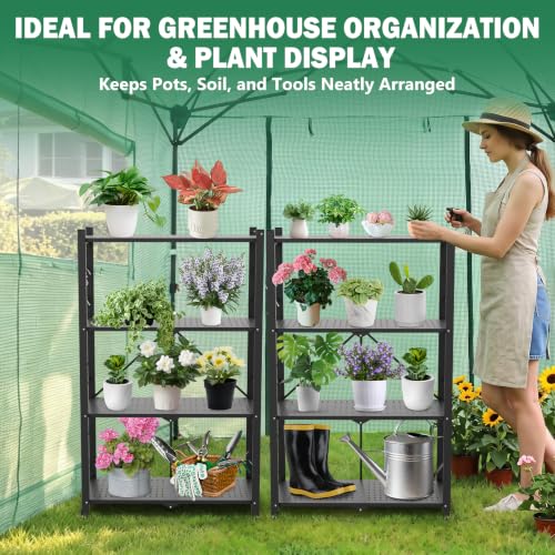 EAGLE PEAK Foldable Greenhouse Shelving, 4-Tier Plant Stand - Image 6