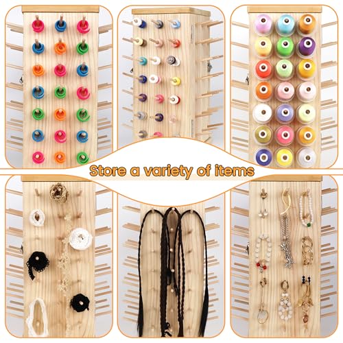 New brothread 129 Spools 360° Fully Rotating Wooden Thread Rack - Image 7