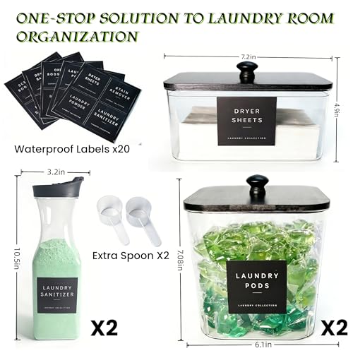 3+2 Pack Laundry Pods Containers & Dryer Sheet Holder & - Image 4