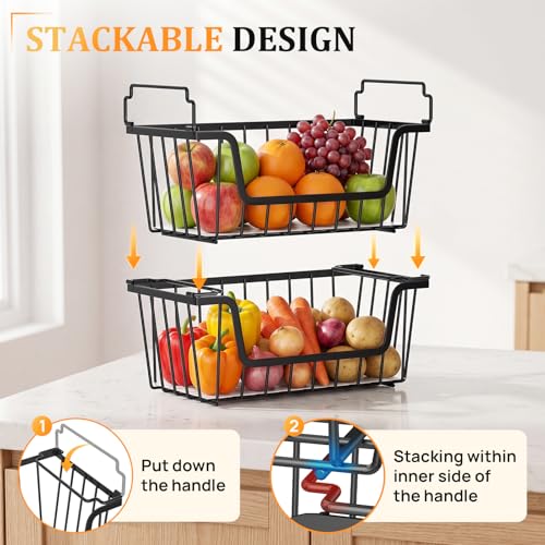 Stackable Storage Bins 4 Pcs Wire Baskets Freezer | Home Organization - Image 4