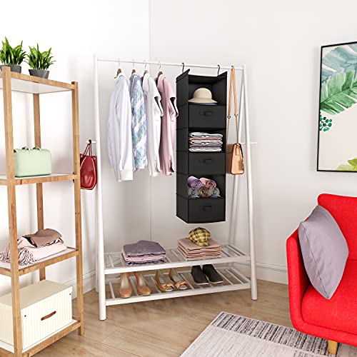 MAX Houser 6 Tier Foldable Hanging Closet Organizer with Hooks - Image 7