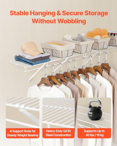 VEVOR Wire Shelf Kit, 3 ft, Set of 2, Wall Mounted Wire - Image 7