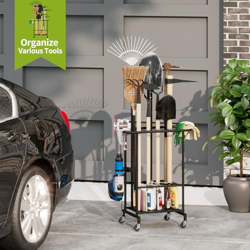 3-Tier Garden Tool Organizer with Wheels, Garage Floor - Image 3