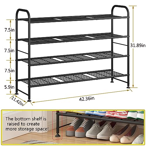 LINZINAR 4 Tier Long Shoe Rack for Closet Metal Shoe Organizer - Image 4