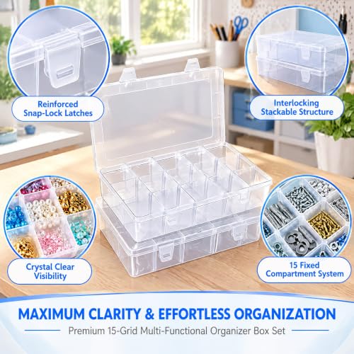 Clear Plastic Organizer Box with Adjustable Dividers, 15 - Image 6