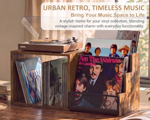 Vinyl Record Storage with Record Player Stand, Holds 120+ Albums - Image 7