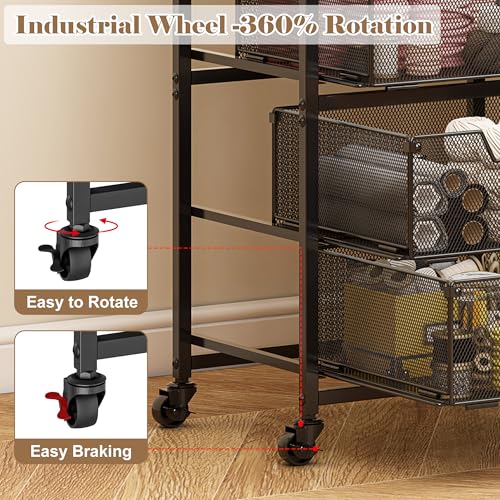 Rolling Cart with Drawers, 4-Drawer Storage Cart on Wheels - Image 4