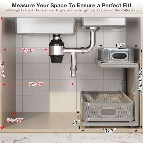 2 Pack 21IN-Depth Under Sink Organizer With Next-Gen | Under Sink Stor - Image 3