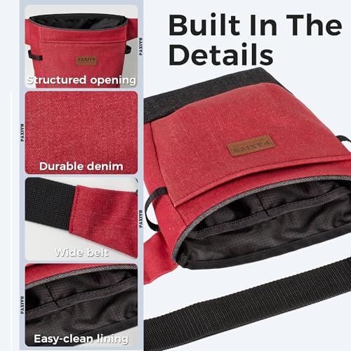 Garden Tool Belt for Women & Men, Burgundy Red Denim Apron - Image 4