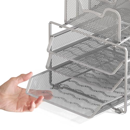 Simple Houseware Desk Organizer, 3 Sliding Tray & 5 Stacking - Image 5