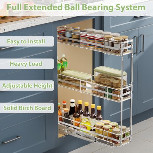 ROOMTEC 3-Tier Pull Out Cabinet Organizer Spice Rack for Narrow - Image 3