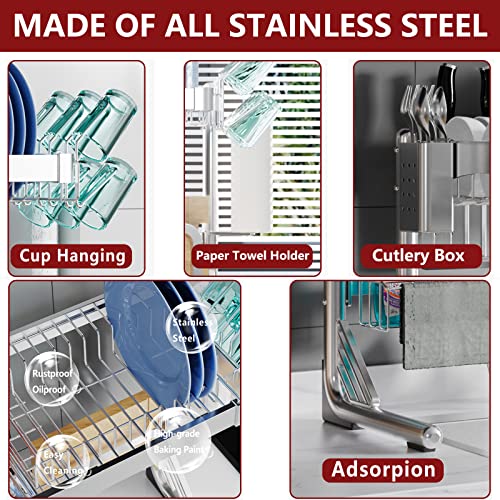VNKZI Over Sink Dish Drying Rack, 2 Tier Full Stainl | All Products - Image 4