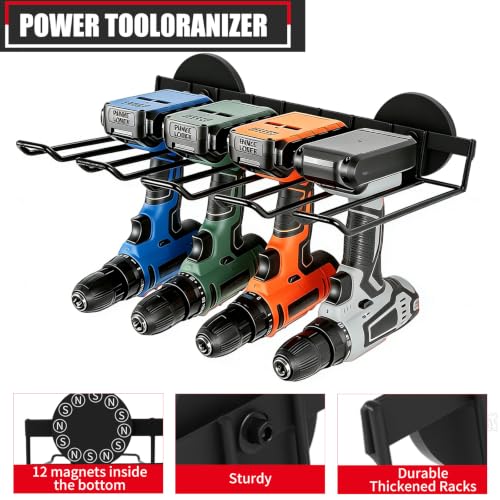 Heavy Duty Magnetic Power Tool Organizer,Drill Holder Wall Mount - Image 4