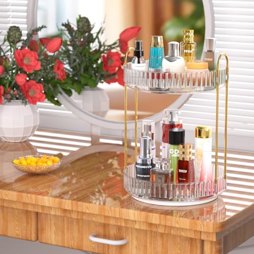 GTI 360°Rotating Makeup Organizer, 2 Tier Bathroom Counter - Image 7