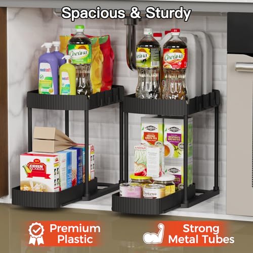 2 Packs Under Sink Pull-Out Storage Organizers, 14.8 Inches - Image 4
