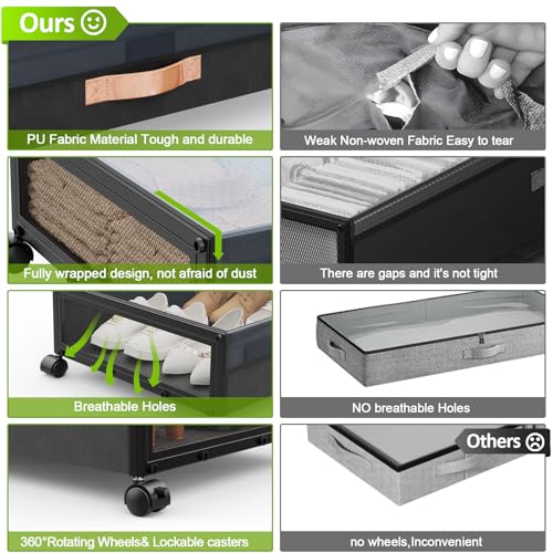 Under Bed Storage with Wheels,2-Pack Under Bed Storage - Image 4